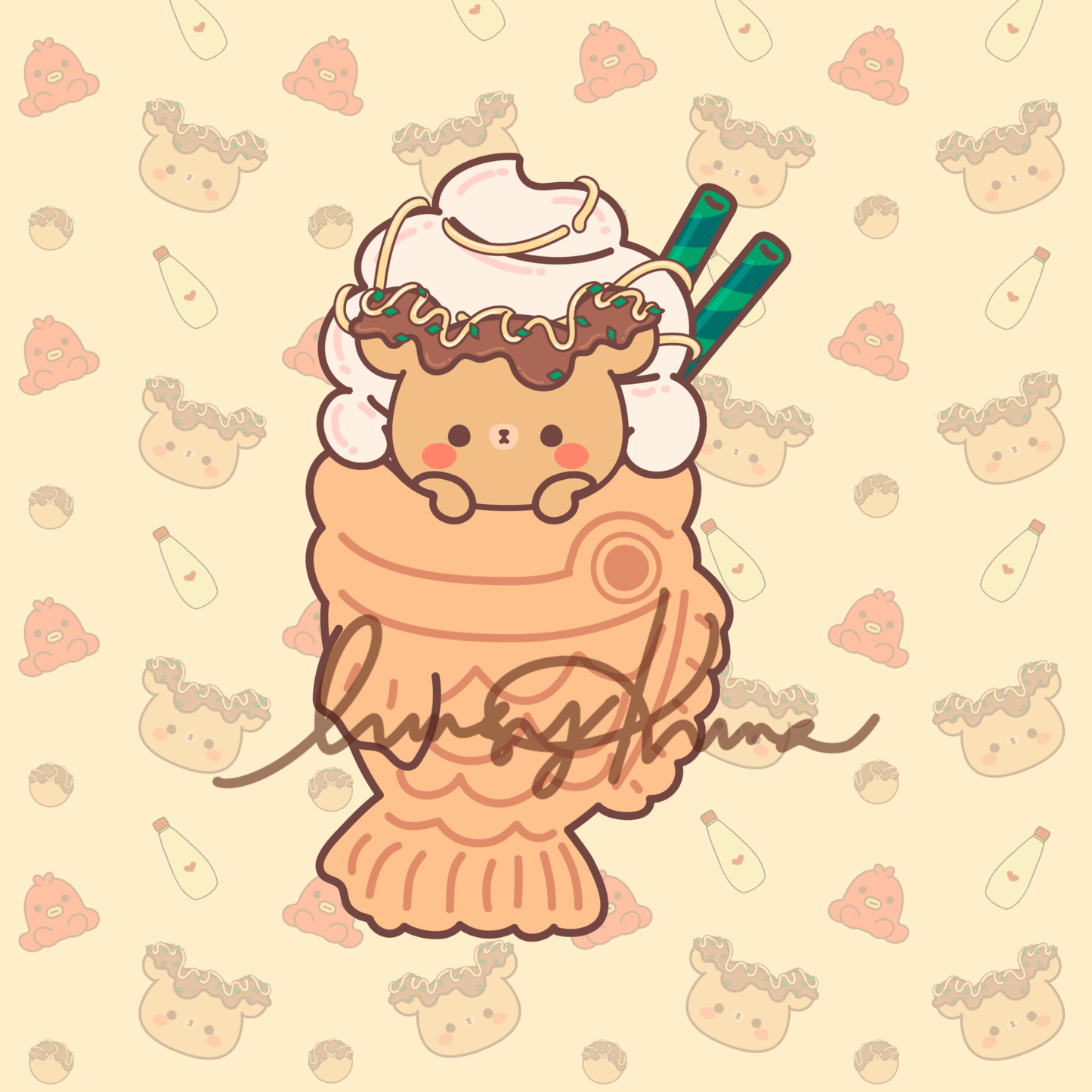 Taiyaki Ice Cream Kuma Sticker