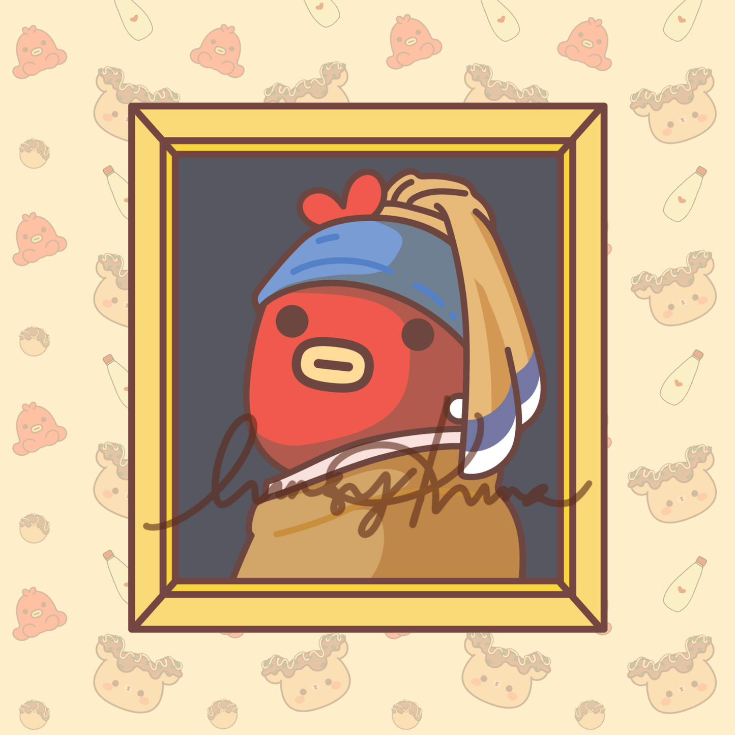Kuma with the Pearl Earrings Sticker